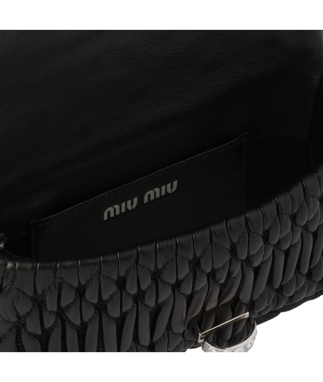 MIU MIU Черная кожаная сумка через плечо, фото 4