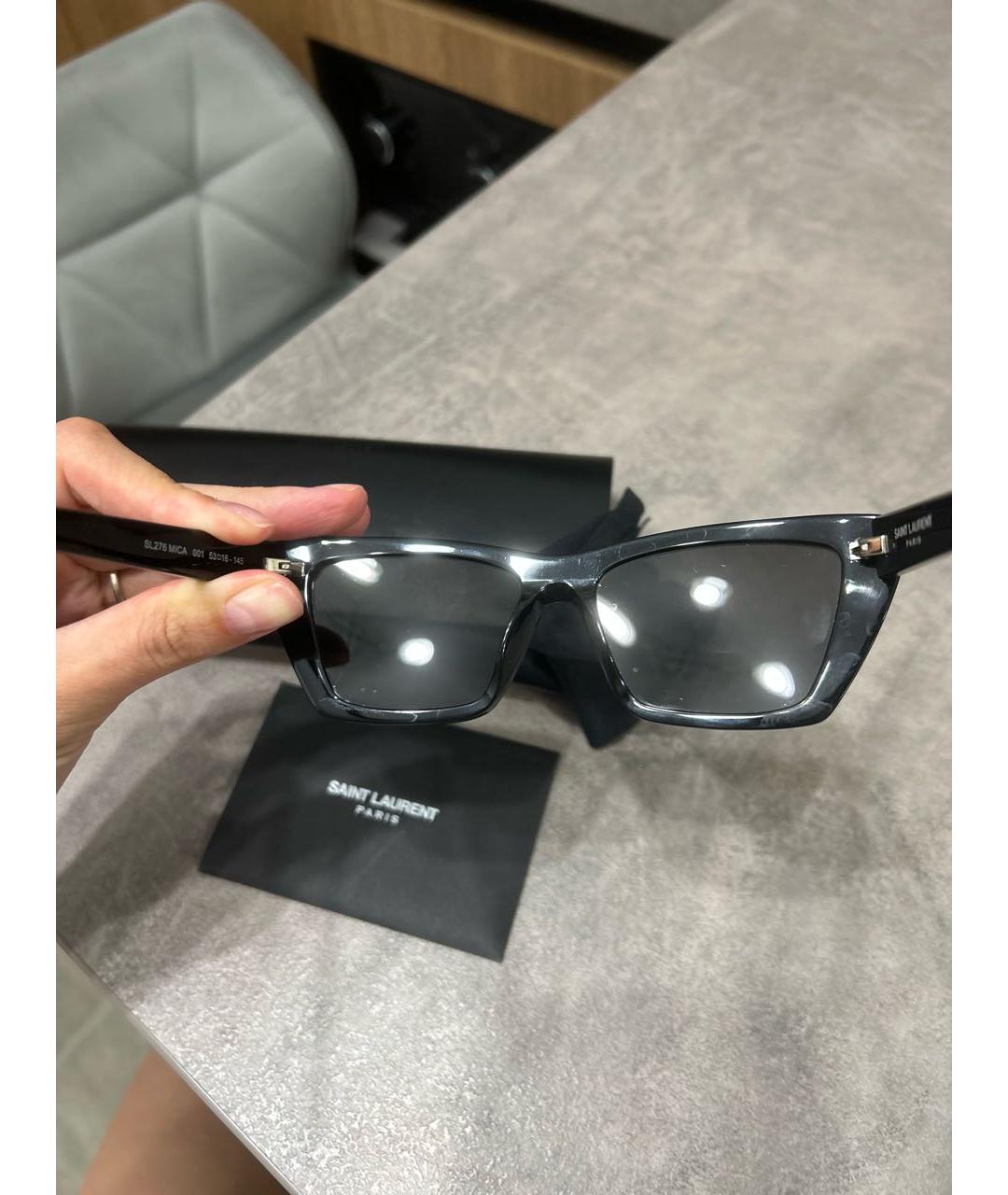 SAINT LAURENT Черные пластиковые солнцезащитные очки, фото 7
