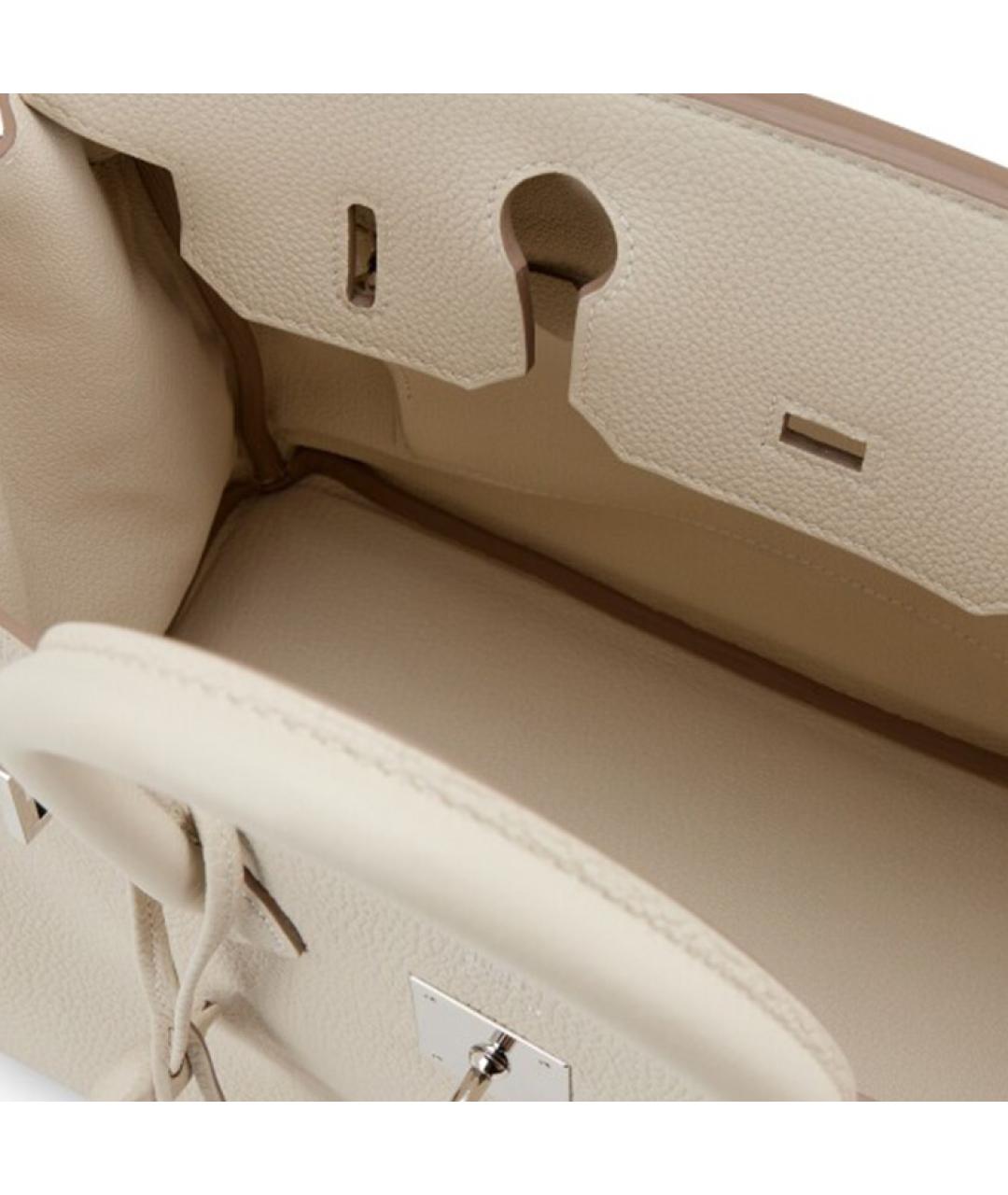 HERMES Белая кожаная сумка с короткими ручками, фото 6