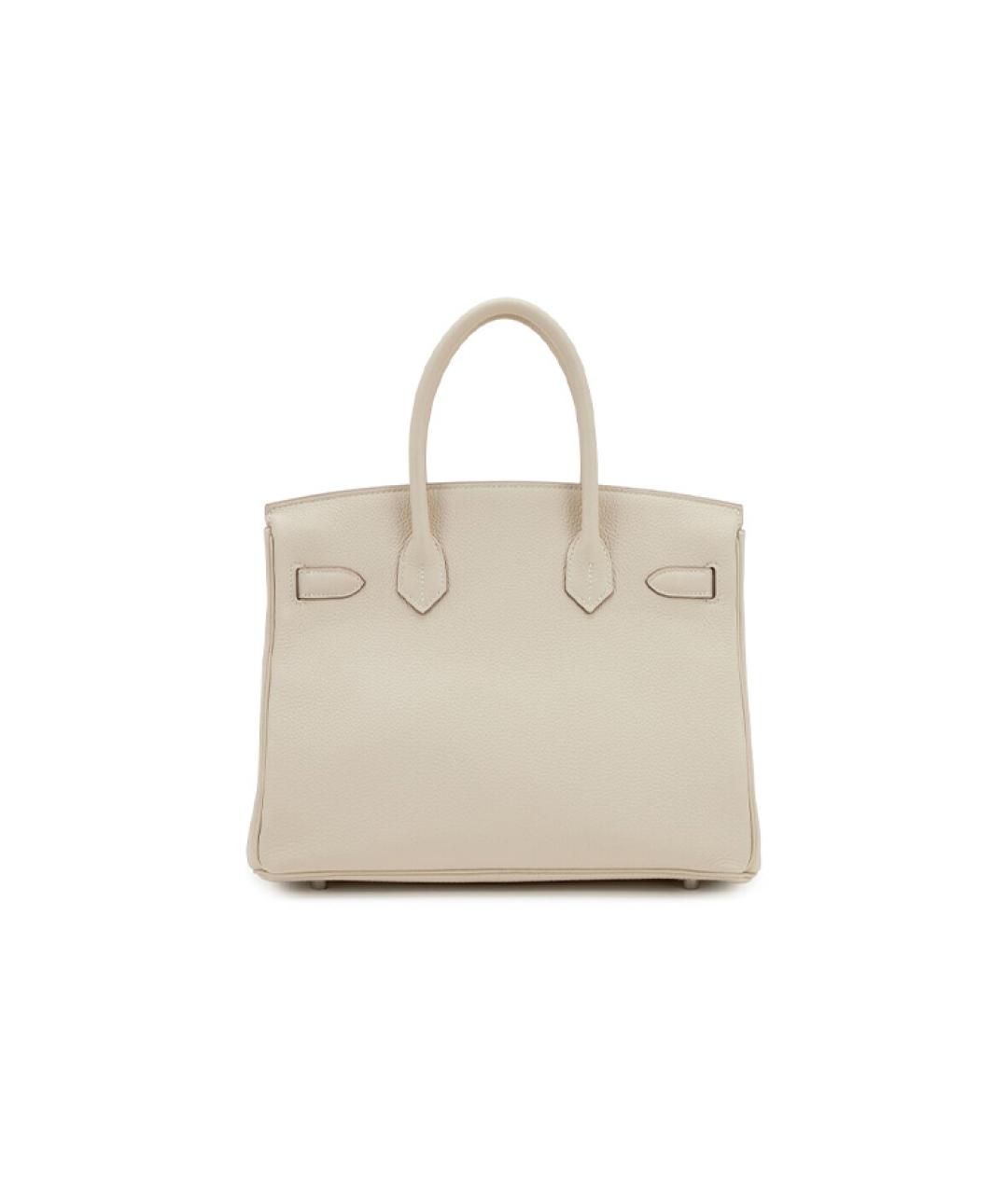 HERMES Белая кожаная сумка с короткими ручками, фото 4
