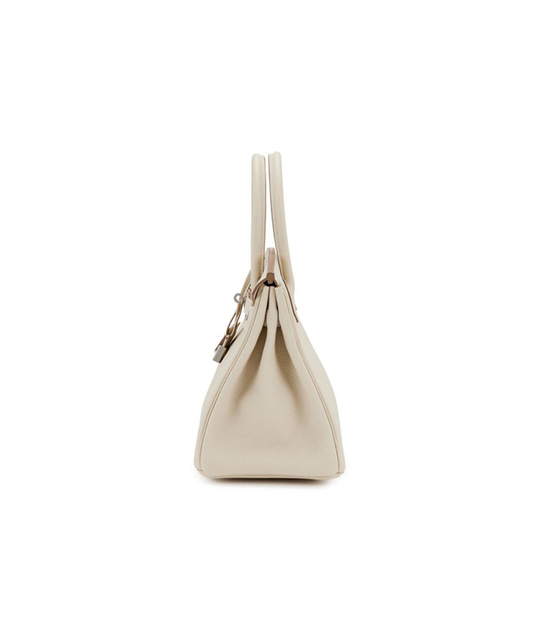 HERMES Белая кожаная сумка с короткими ручками, фото 3