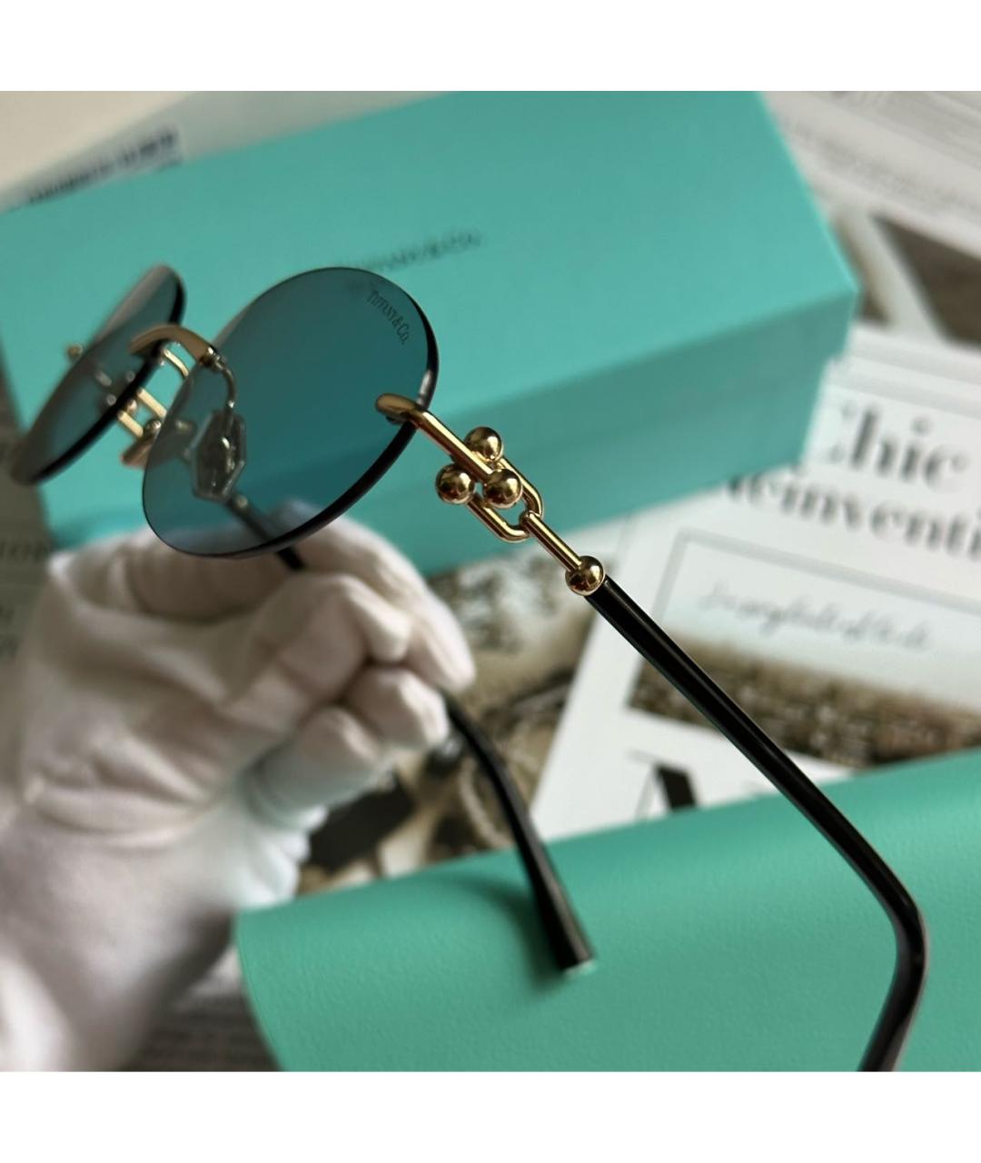 TIFFANY&CO Голубые металлические солнцезащитные очки, фото 3