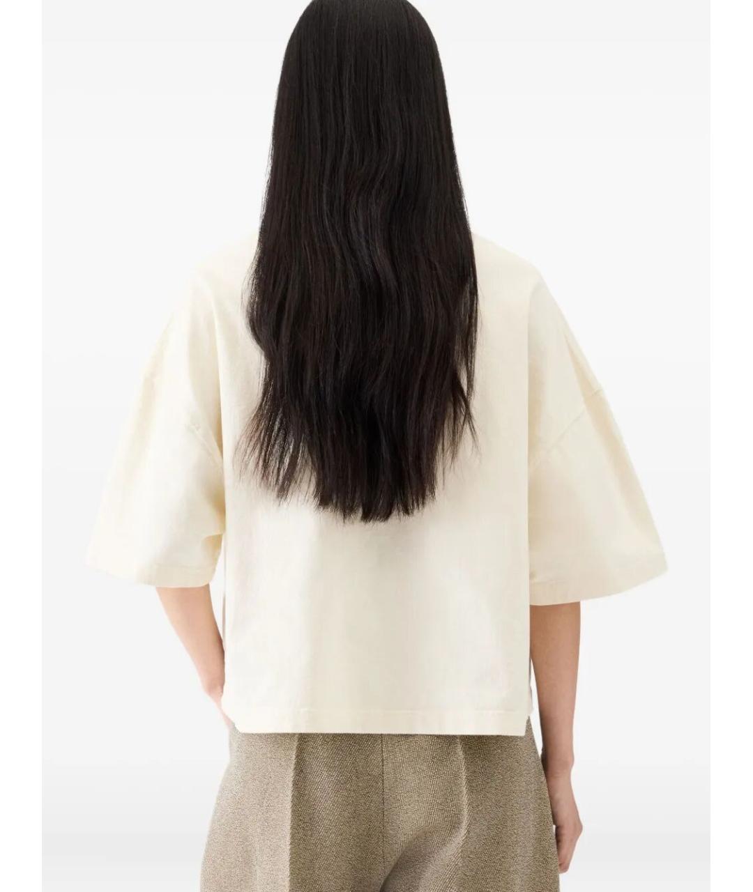 JACQUEMUS Бежевая хлопковая футболка, фото 4