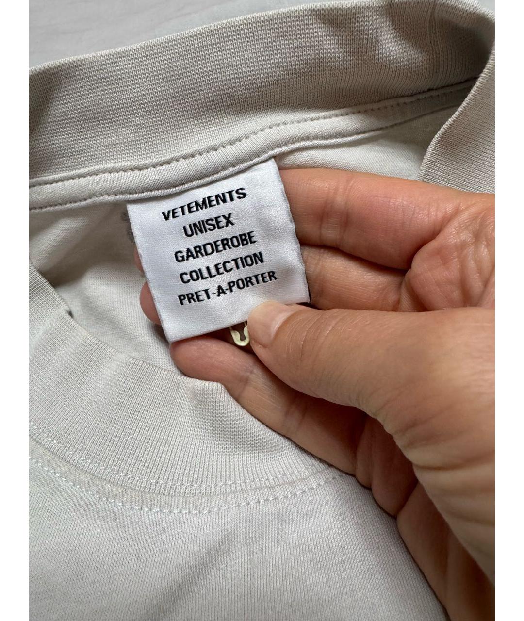 VETEMENTS Серая хлопковая футболка, фото 4
