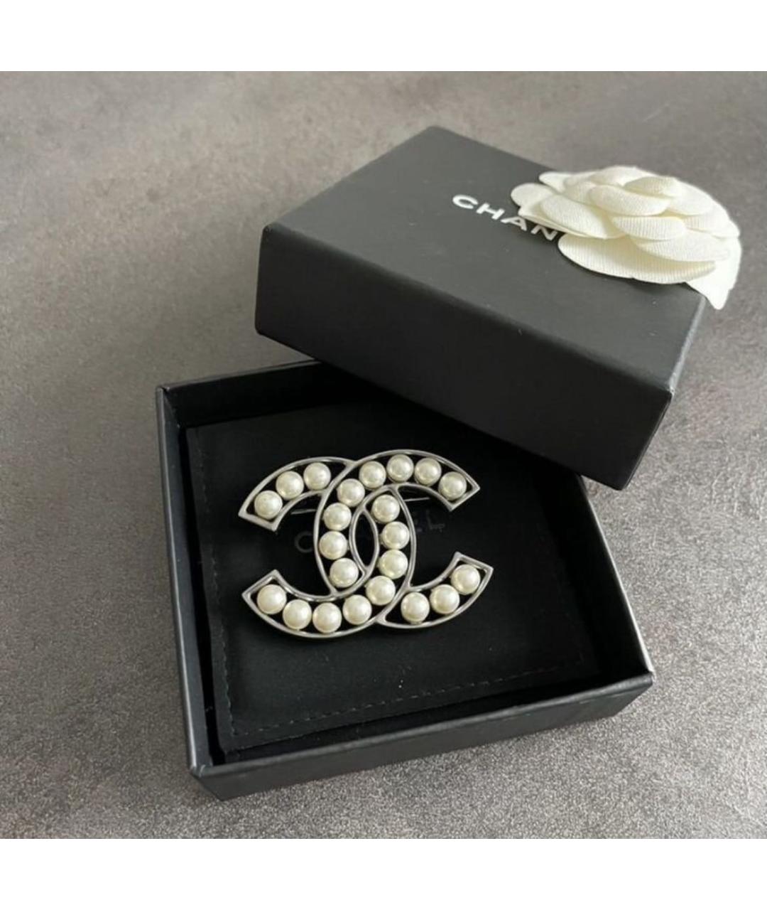CHANEL Серебряная металлическая булавка / брошь, фото 3