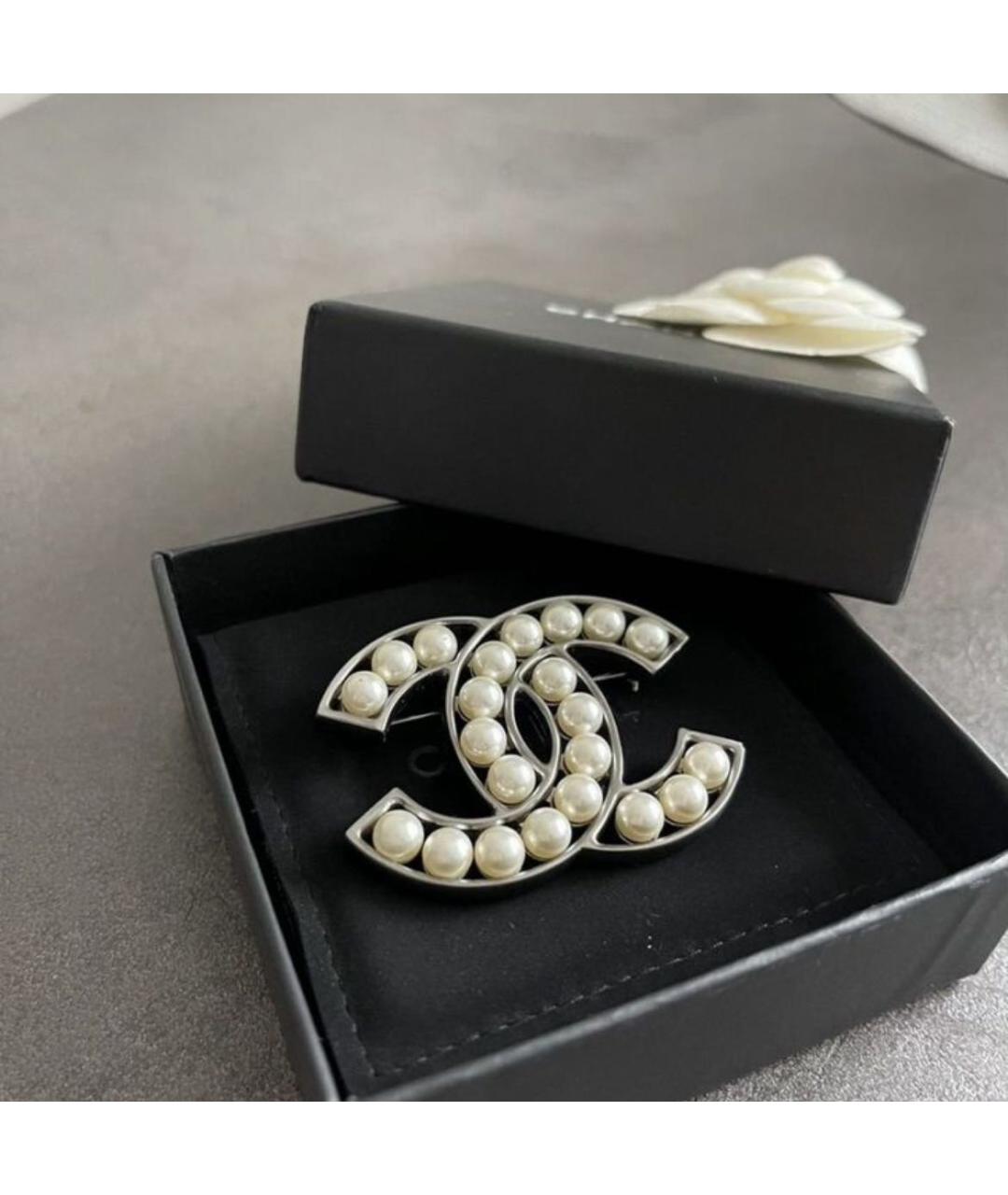 CHANEL Серебряная металлическая булавка / брошь, фото 2