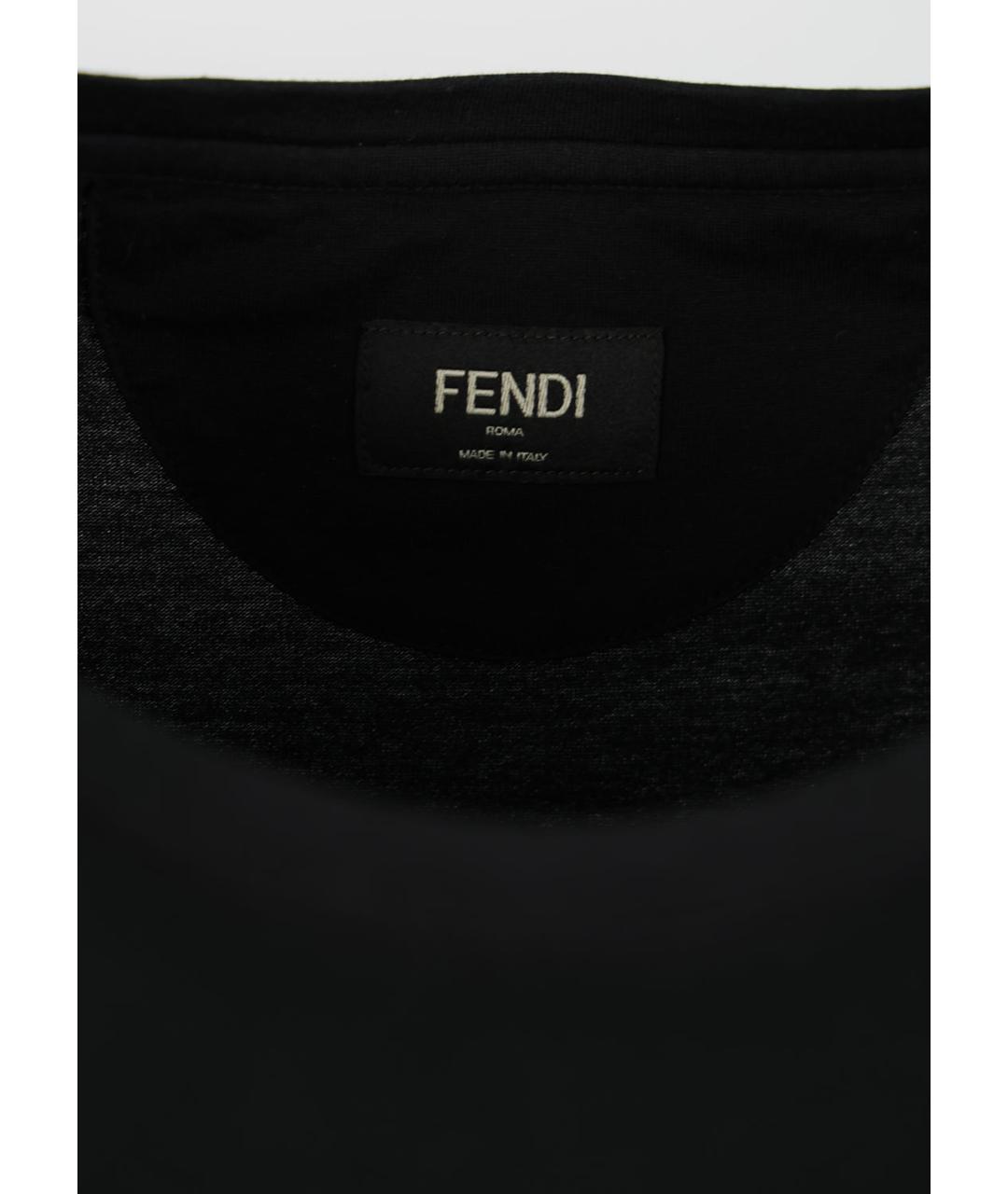 FENDI Черная хлопковая футболка, фото 5