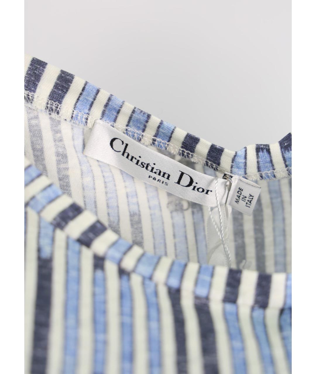 CHRISTIAN DIOR Голубая хлопковая футболка, фото 4