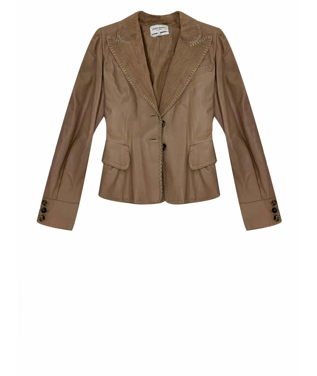 SAINT LAURENT Коричневый кожаный жакет/пиджак, фото 1