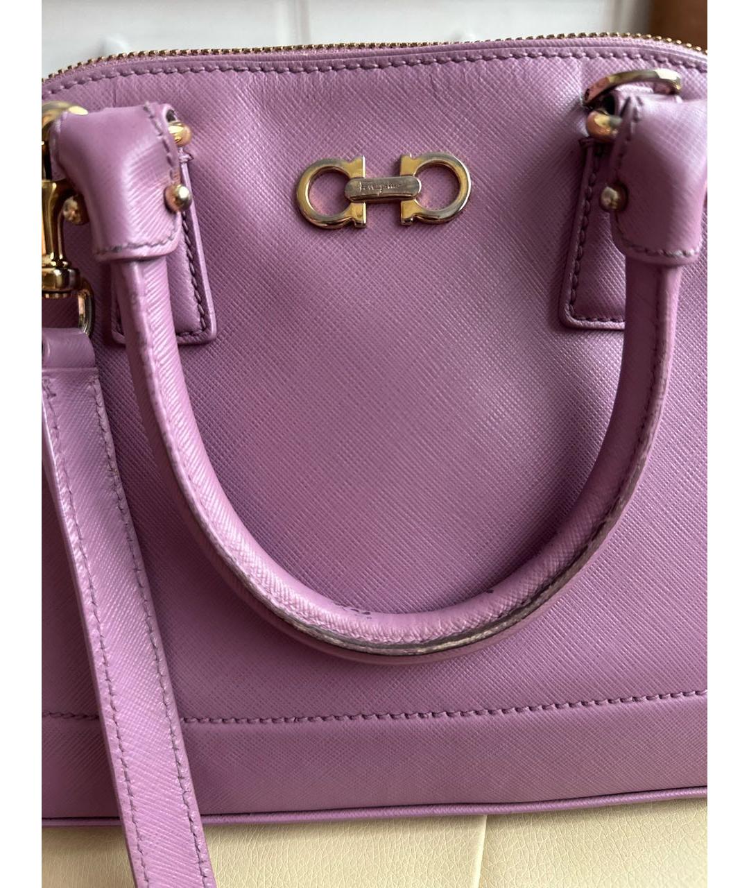 FERRAGAMO Фиолетовая кожаная сумка с короткими ручками, фото 5