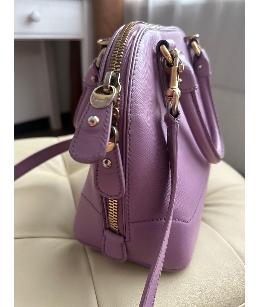 FERRAGAMO Фиолетовая кожаная сумка с короткими ручками, фото 2