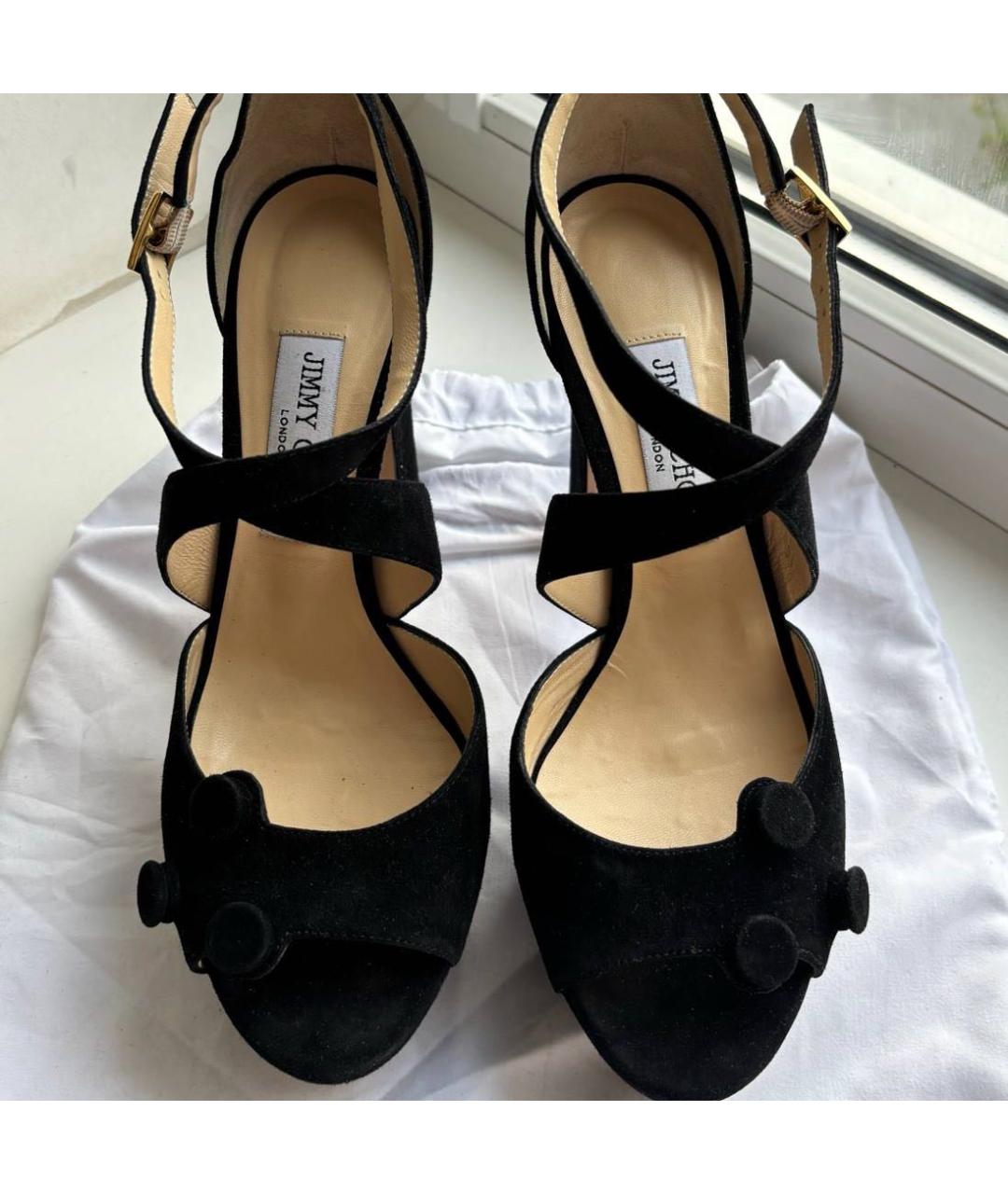 JIMMY CHOO Черные замшевые босоножки, фото 5
