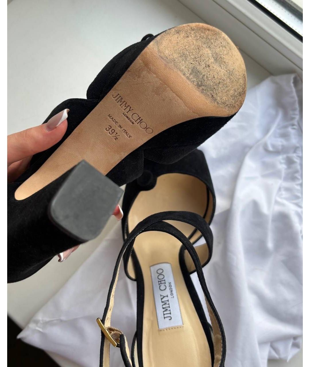 JIMMY CHOO Черные замшевые босоножки, фото 4