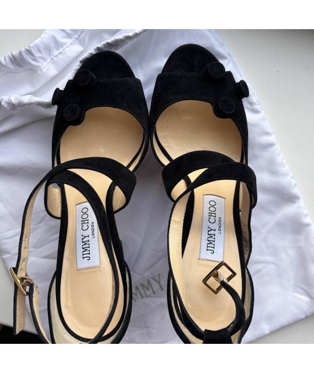 JIMMY CHOO Черные замшевые босоножки, фото 3