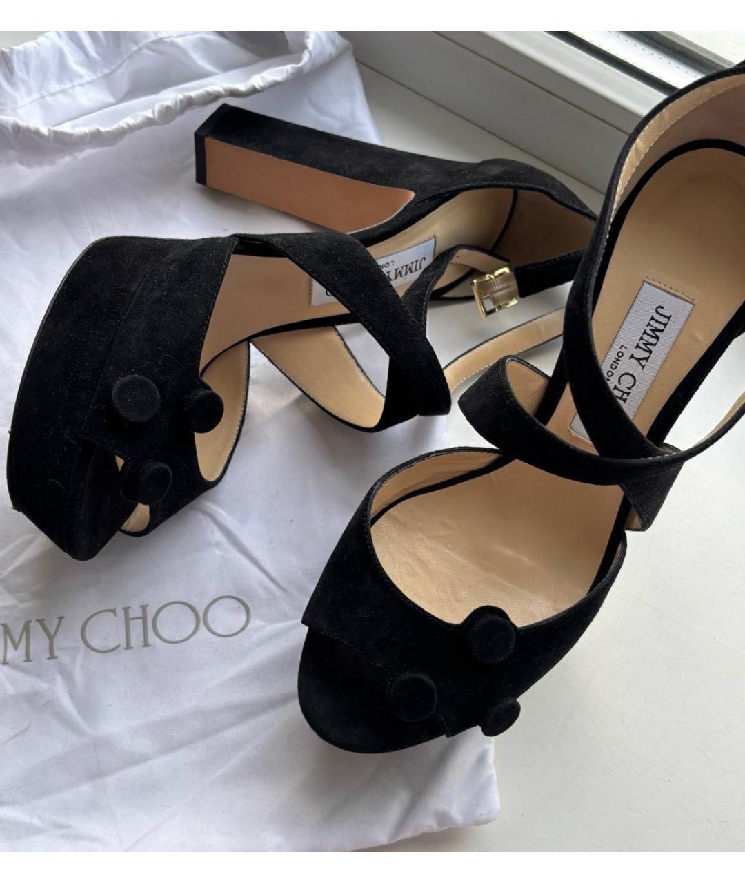 JIMMY CHOO Черные замшевые босоножки, фото 2