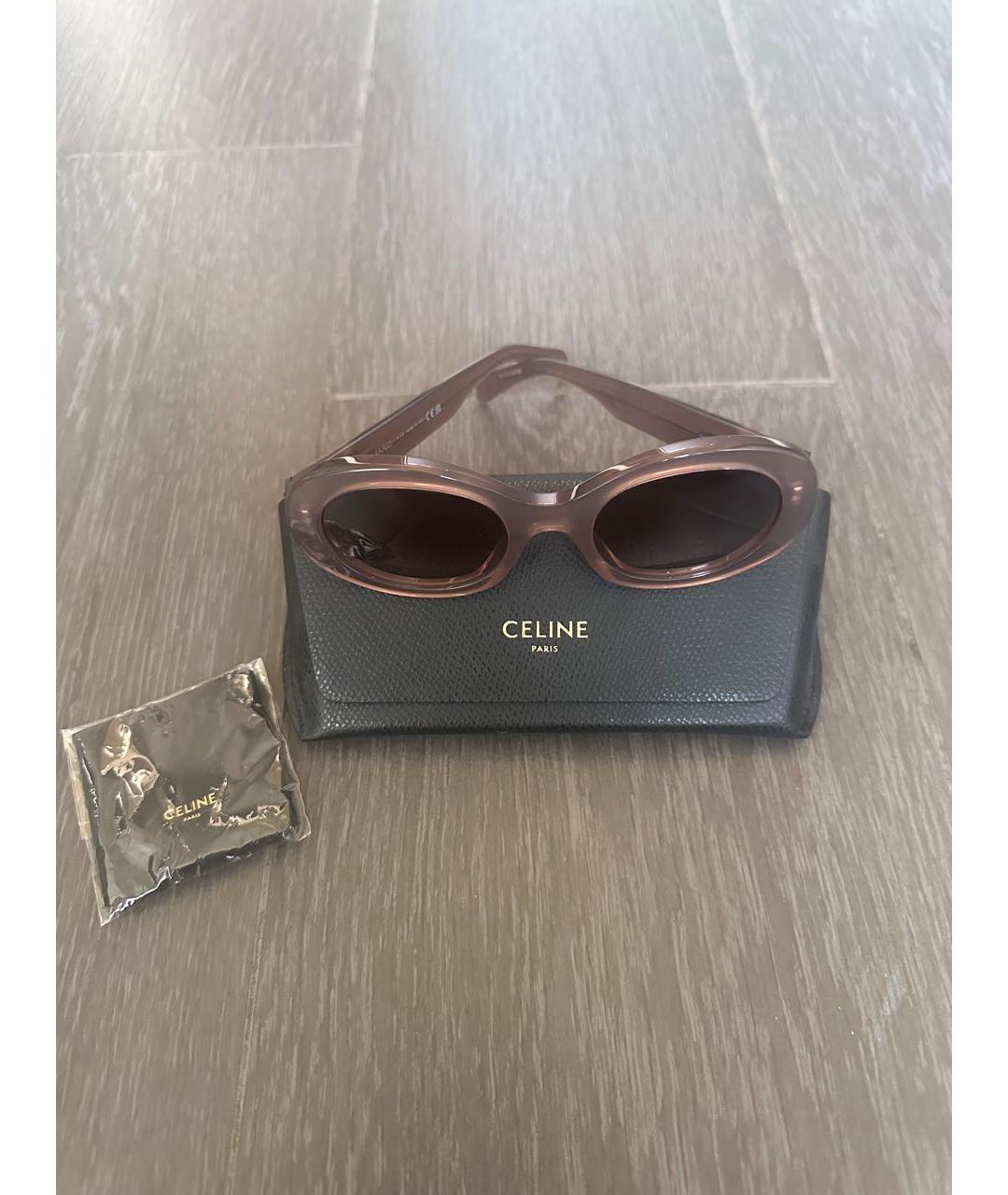 CELINE Бежевые пластиковые солнцезащитные очки, фото 4