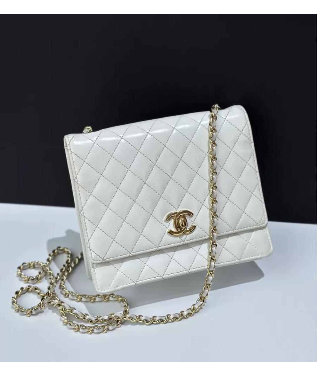 CHANEL Белая кожаная сумка через плечо, фото 4