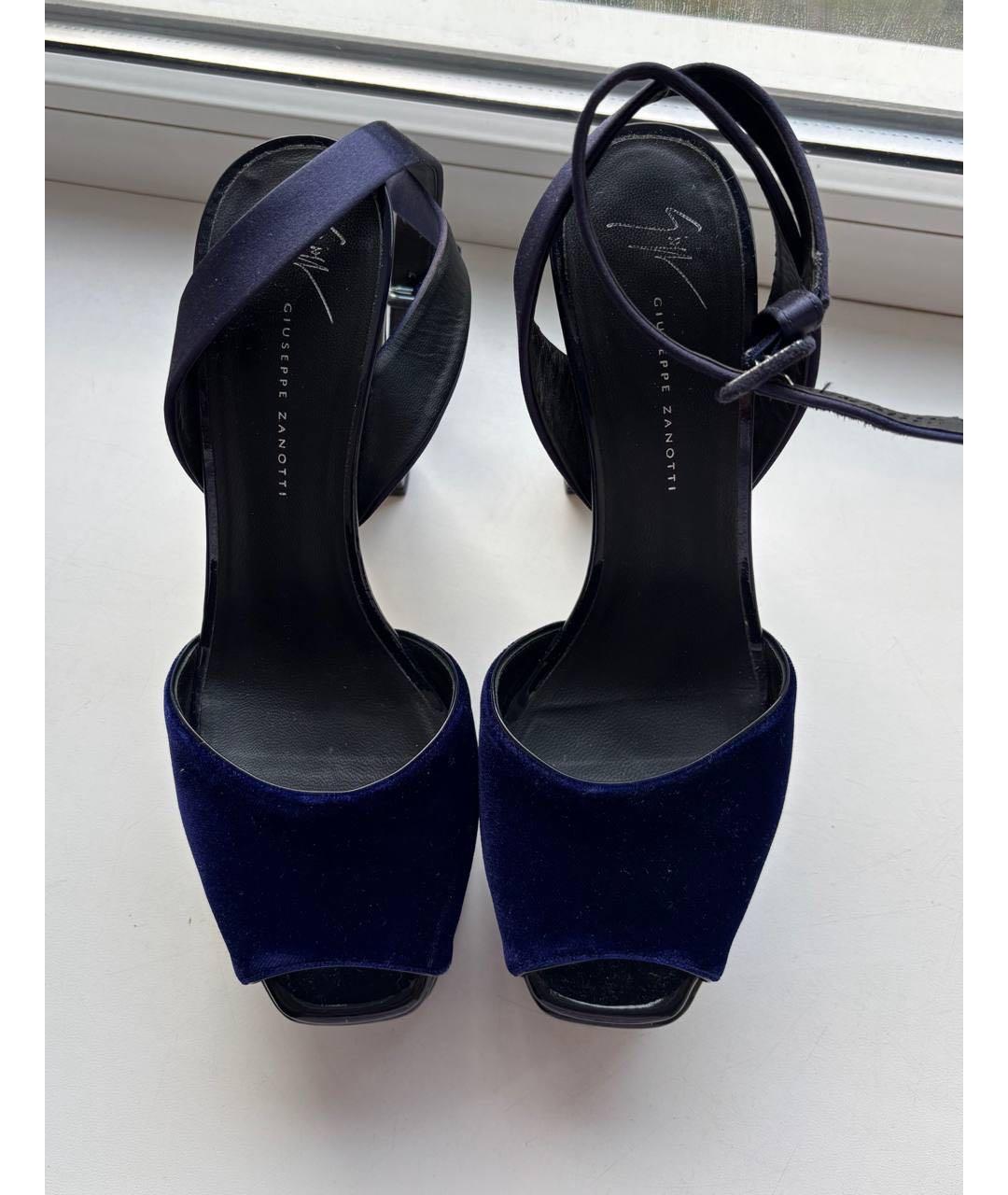GIUSEPPE ZANOTTI DESIGN Темно-синие замшевые босоножки, фото 4
