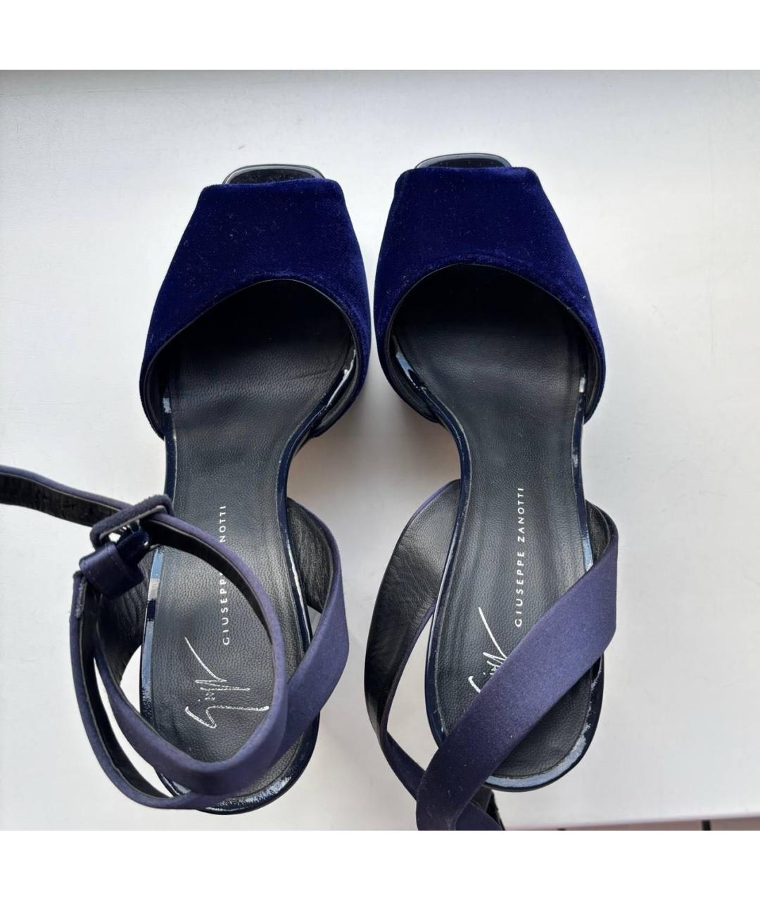 GIUSEPPE ZANOTTI DESIGN Темно-синие замшевые босоножки, фото 2