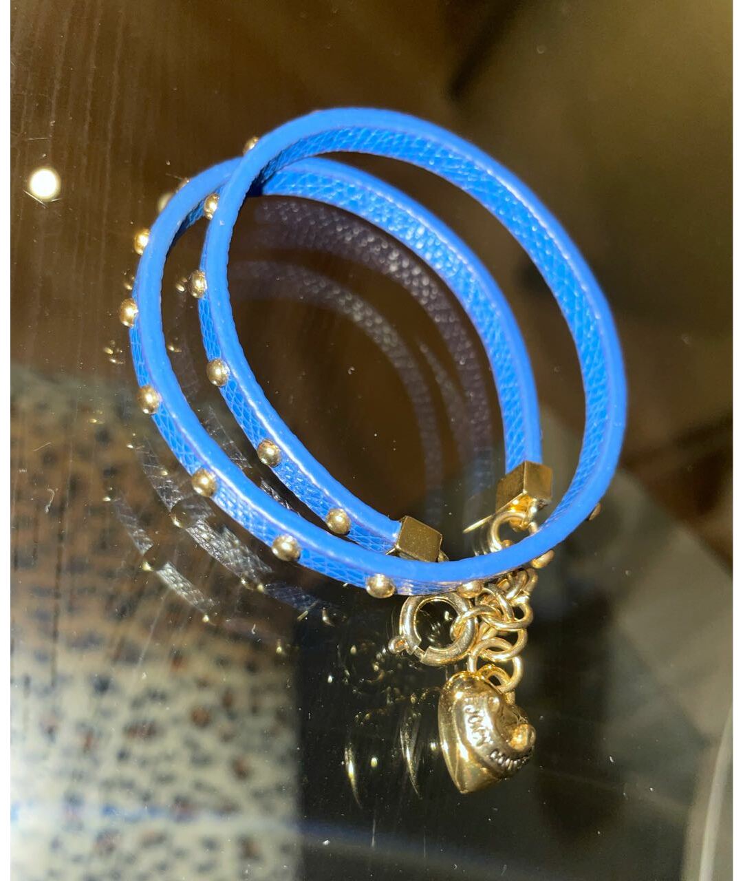 JUICY COUTURE Голубой кожаный браслет, фото 4