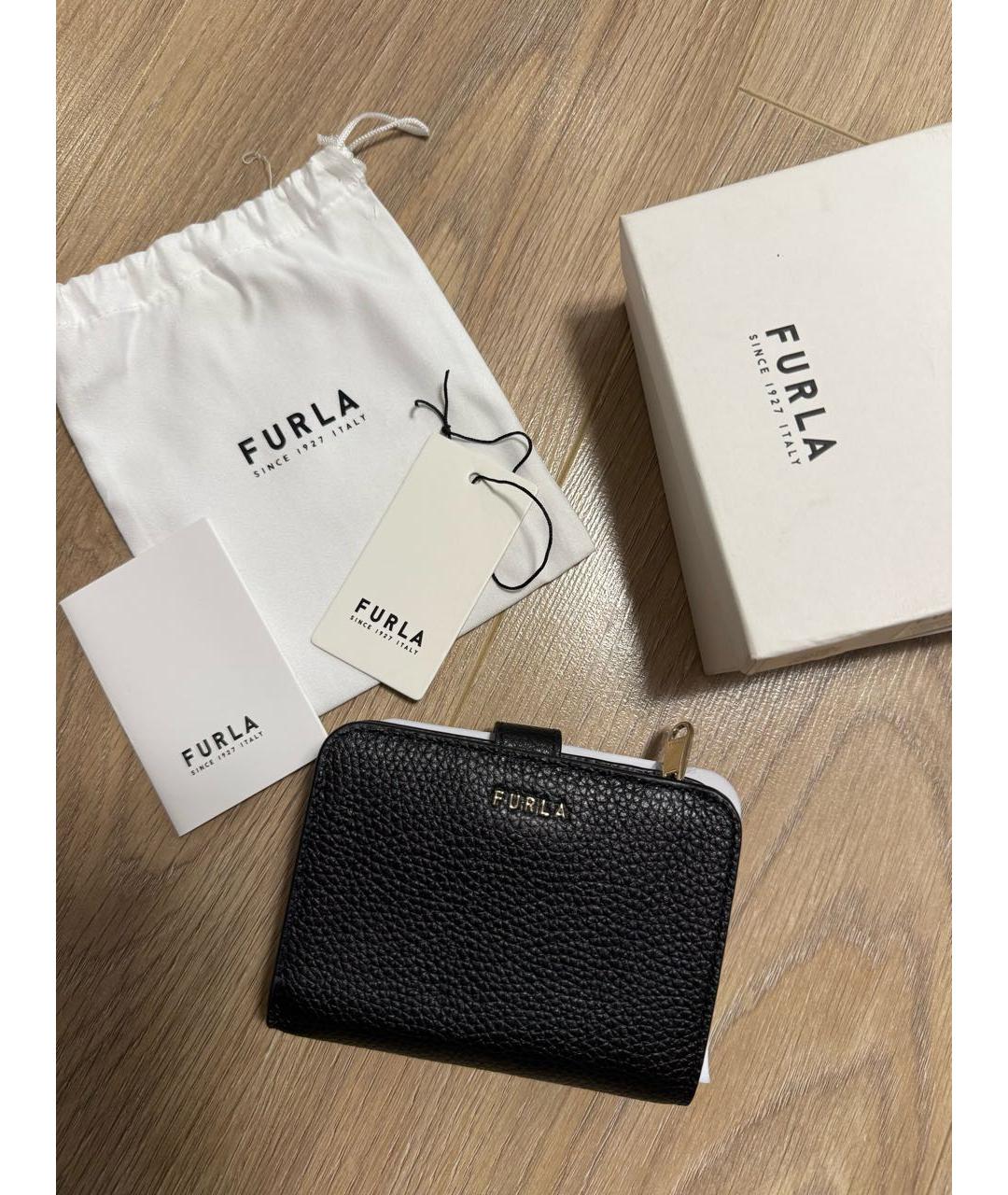 FURLA Черный кожаный кошелек, фото 4