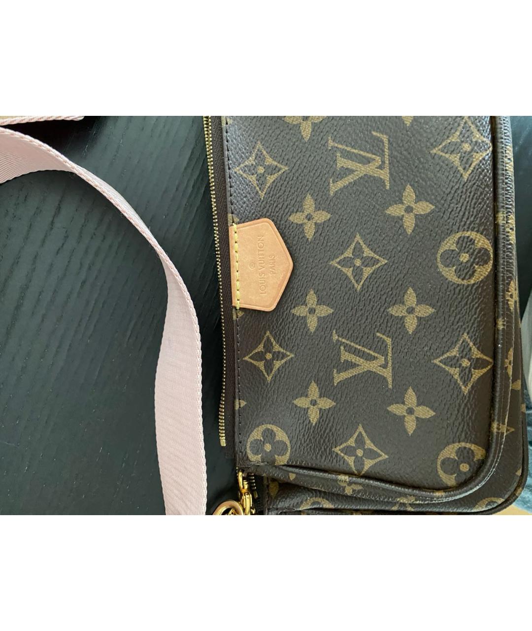 LOUIS VUITTON Коричневая кожаная сумка через плечо, фото 7