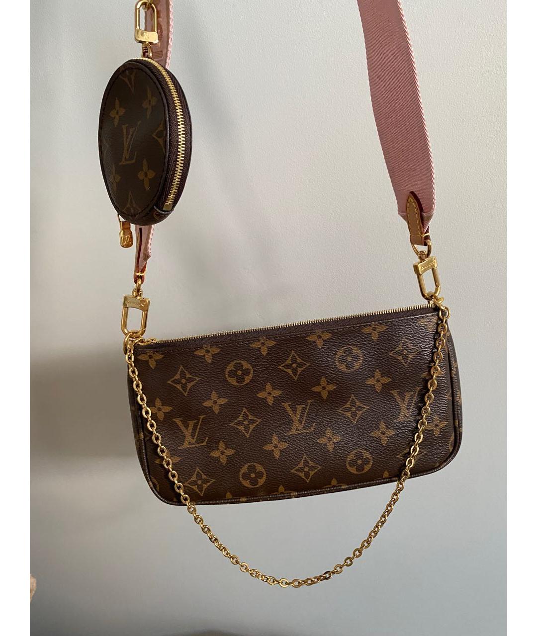 LOUIS VUITTON Коричневая кожаная сумка через плечо, фото 3
