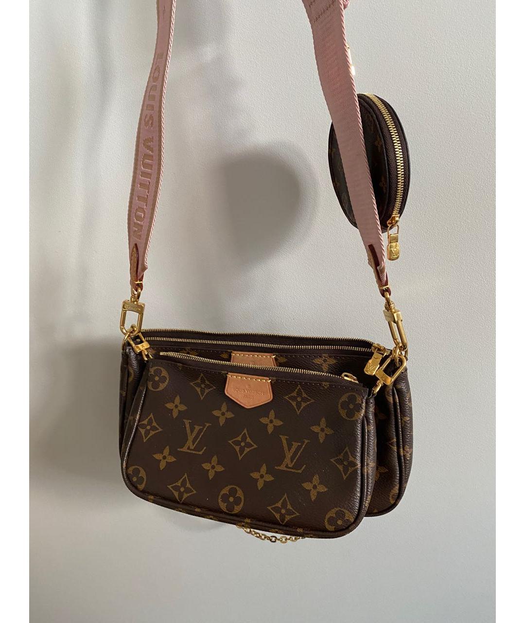 LOUIS VUITTON Коричневая кожаная сумка через плечо, фото 9