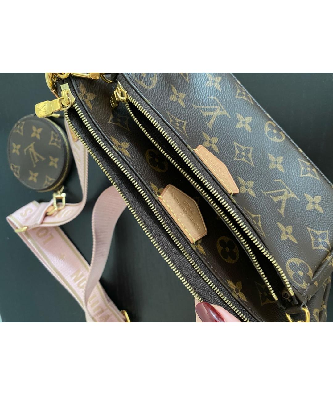 LOUIS VUITTON Коричневая кожаная сумка через плечо, фото 6