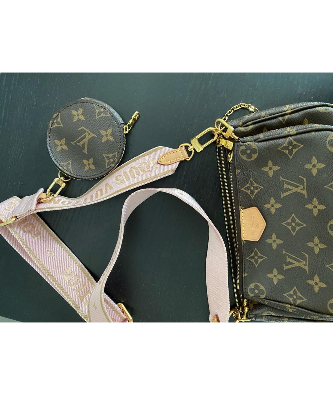 LOUIS VUITTON Коричневая кожаная сумка через плечо, фото 8