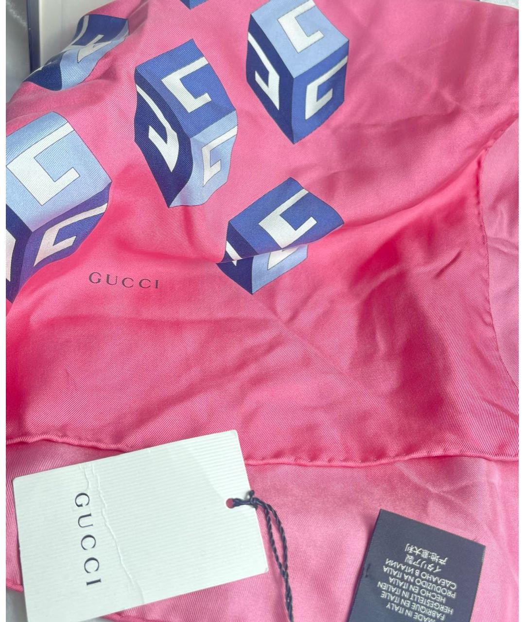 GUCCI Розовый шелковый платок, фото 8