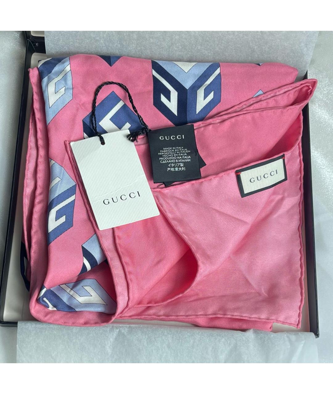 GUCCI Розовый шелковый платок, фото 2