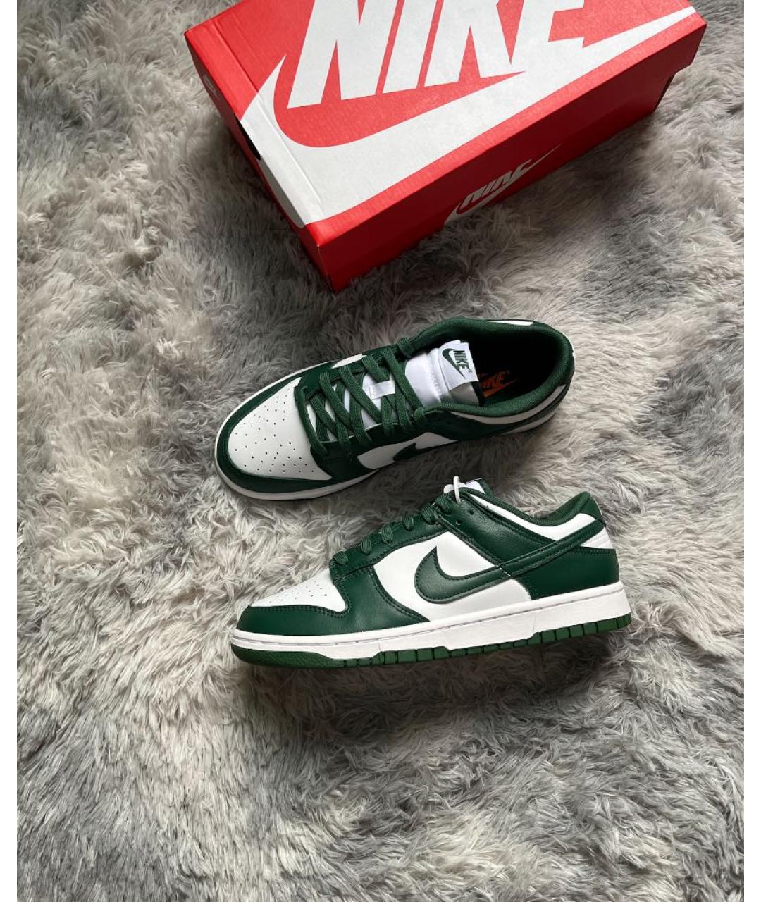 NIKE Зеленые кожаные низкие кроссовки / кеды, фото 7