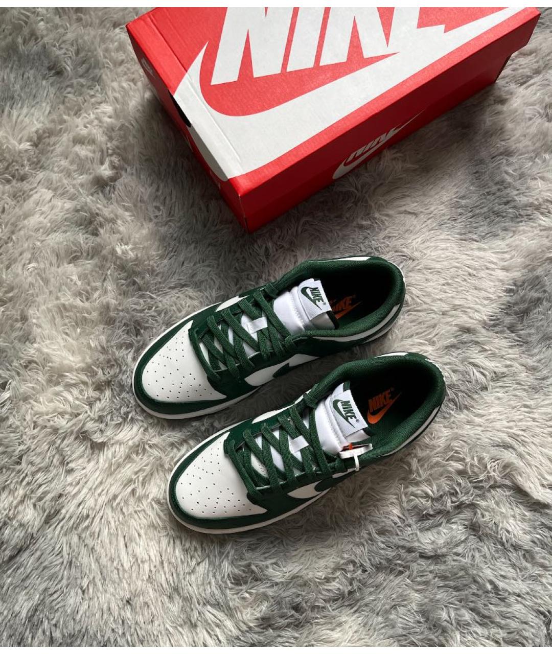 NIKE Зеленые кожаные низкие кроссовки / кеды, фото 6