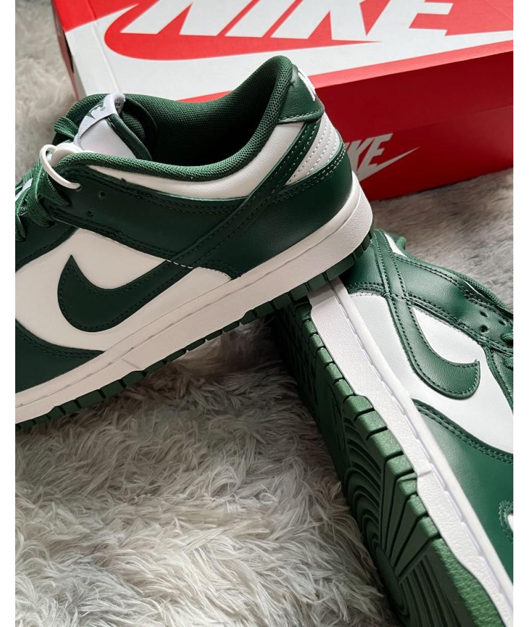 NIKE Зеленые кожаные низкие кроссовки / кеды, фото 8