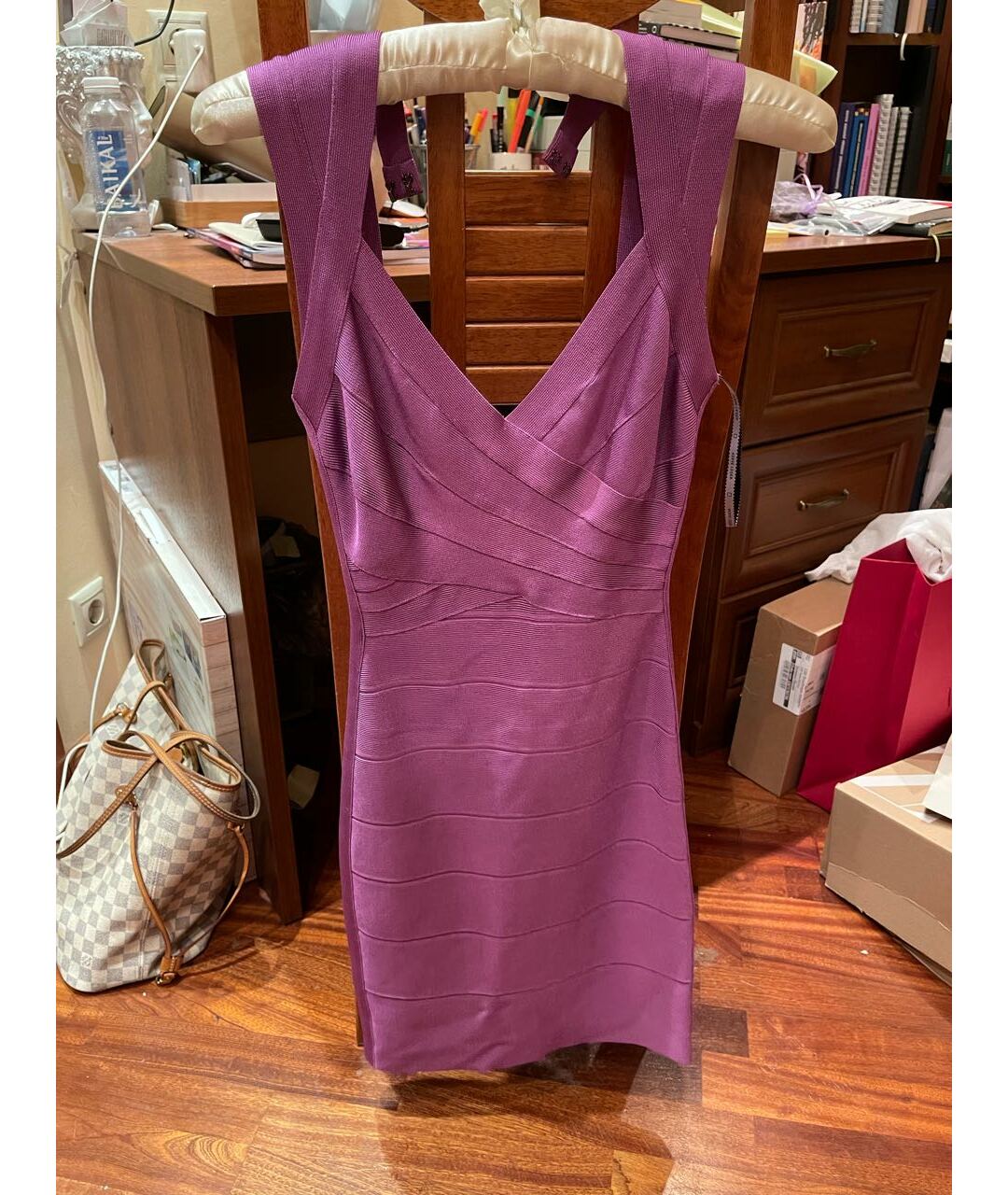 HERVE LEGER Фиолетовое вечернее платье, фото 4