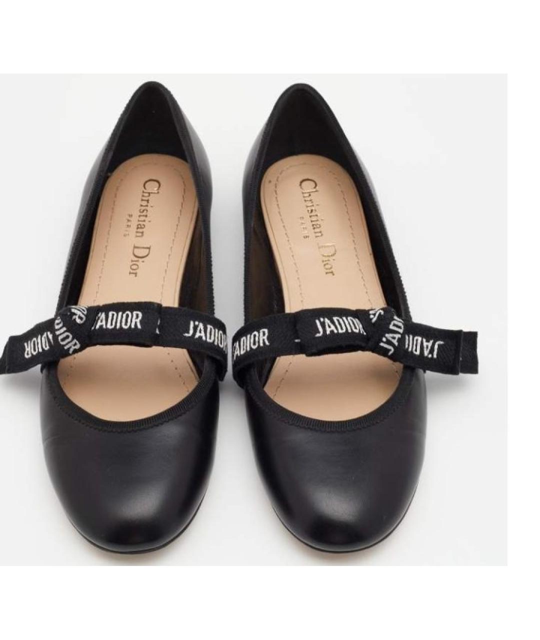 CHRISTIAN DIOR Черные кожаные балетки, фото 2