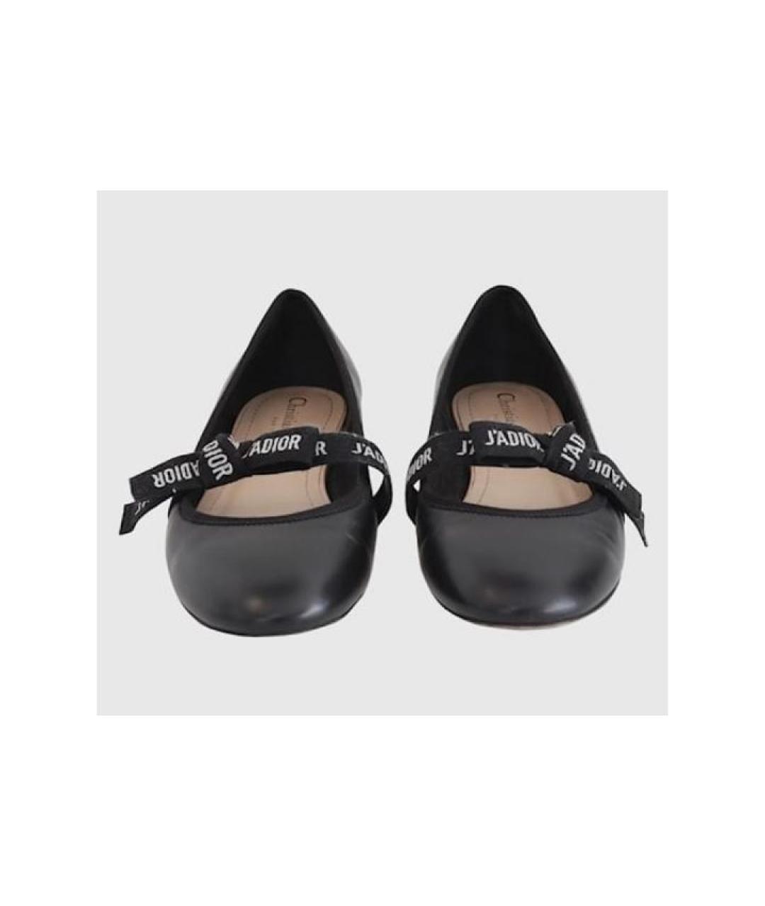 CHRISTIAN DIOR Черные кожаные балетки, фото 8