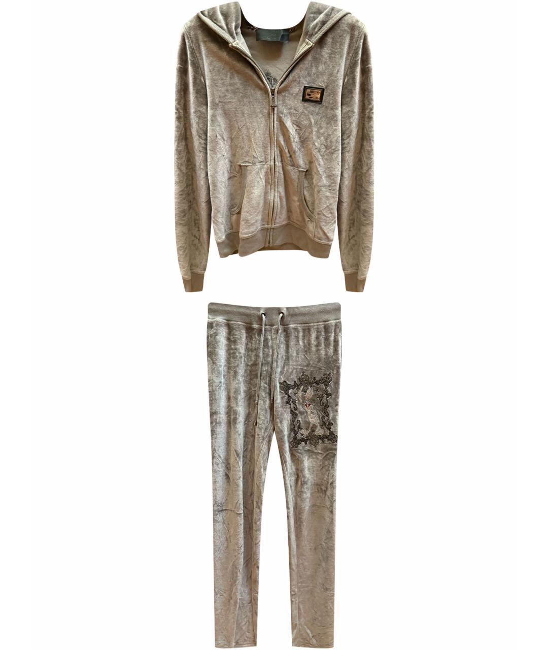 PHILIPP PLEIN Серый велюровый спортивные костюмы, фото 1