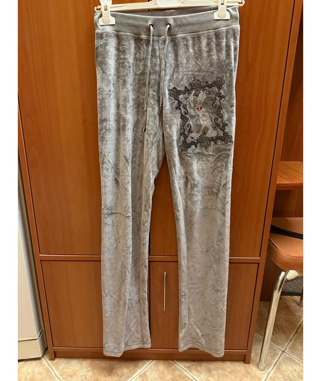 PHILIPP PLEIN Серый велюровый спортивные костюмы, фото 2