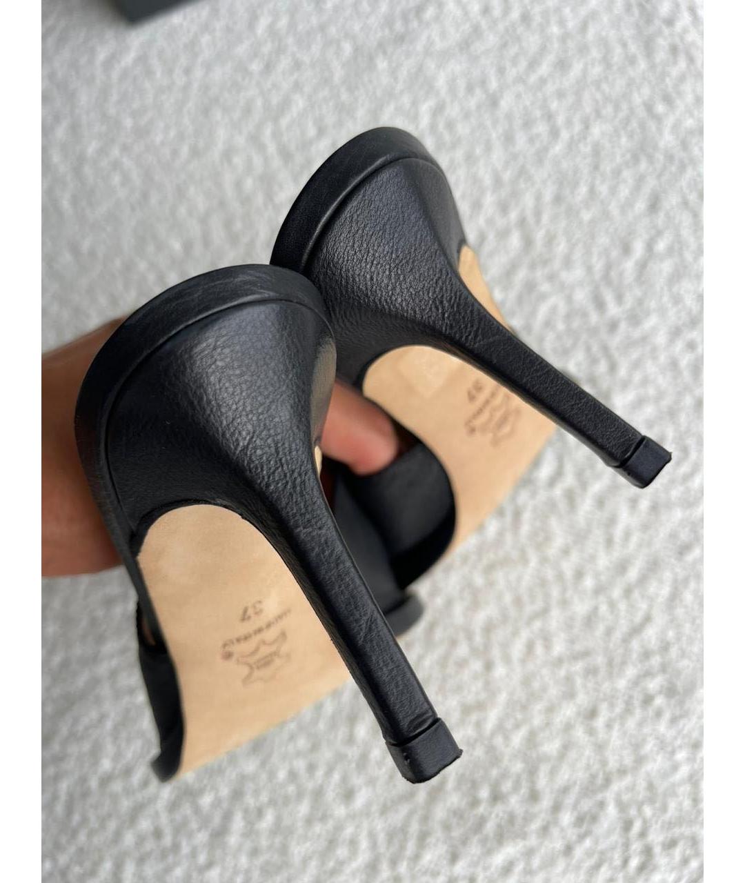ANN DEMEULEMEESTER Черные кожаные мюли, фото 4