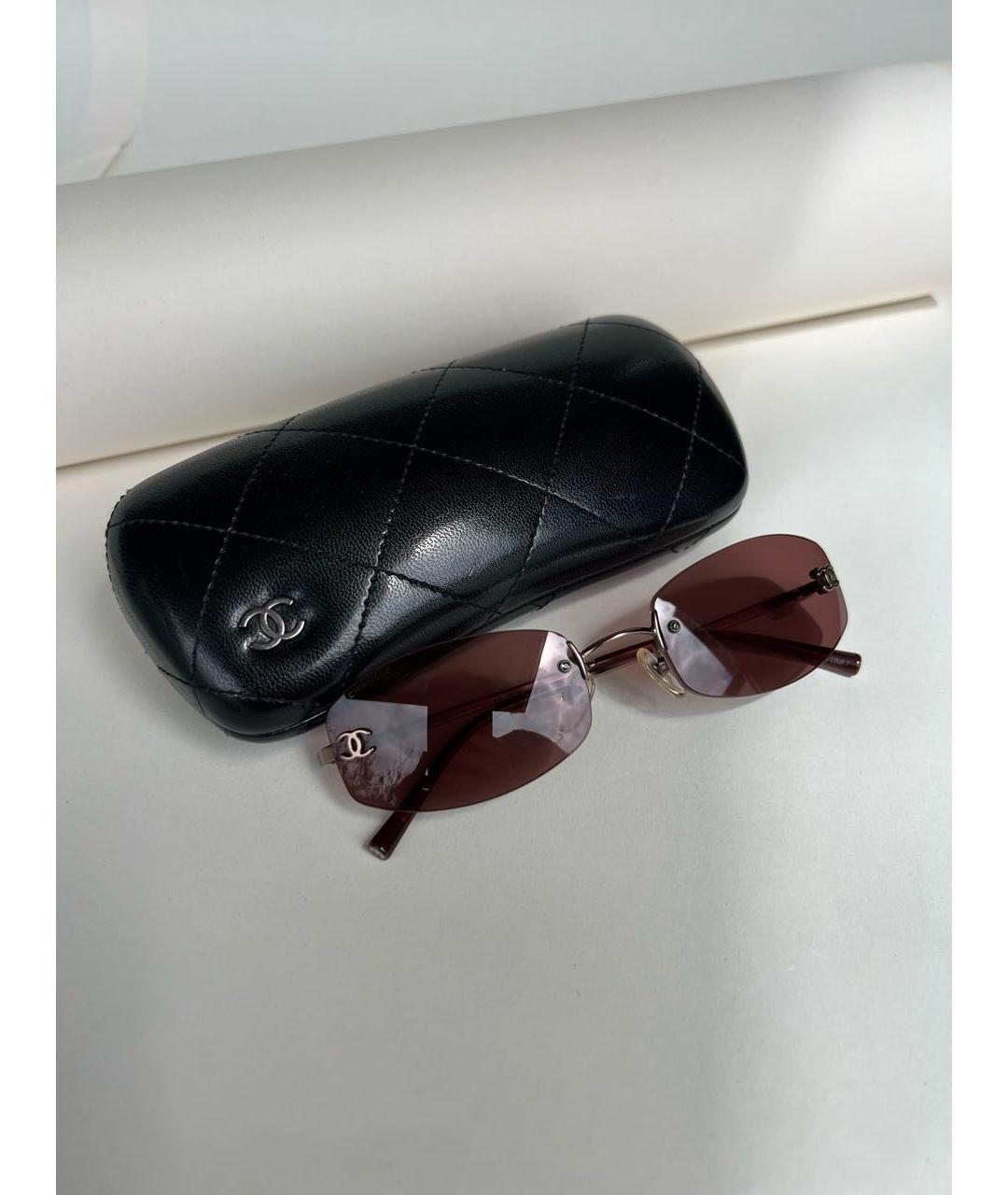 CHANEL Бордовые металлические солнцезащитные очки, фото 4