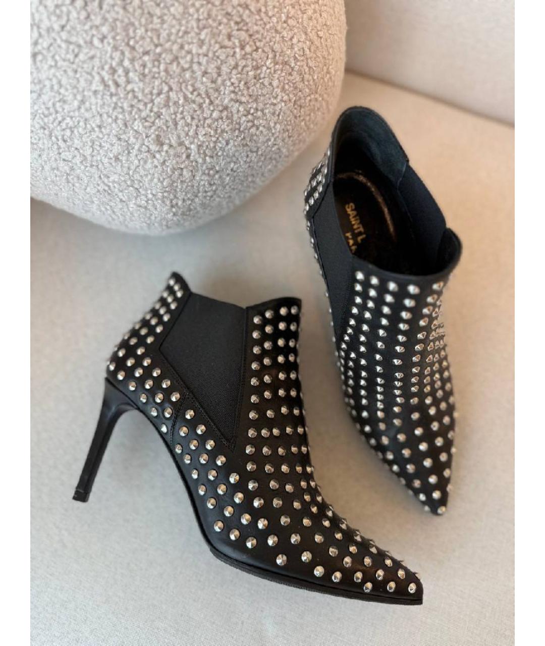 SAINT LAURENT Черные кожаные ботильоны, фото 9