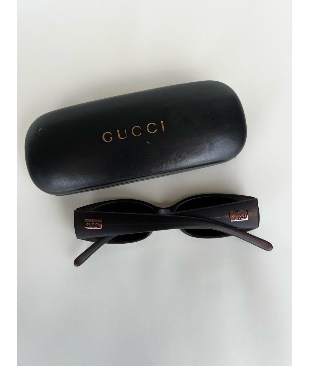 GUCCI Коричневые пластиковые солнцезащитные очки, фото 4