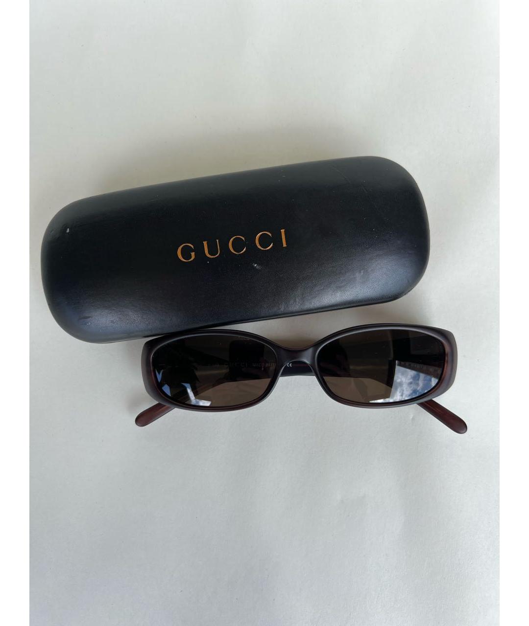 GUCCI Коричневые пластиковые солнцезащитные очки, фото 6