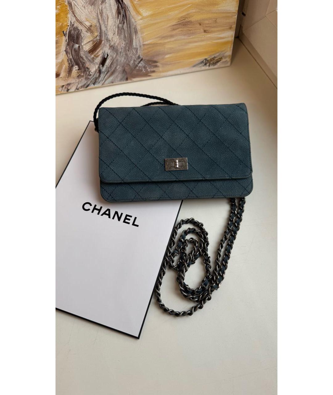 CHANEL Темно-синяя замшевая сумка через плечо, фото 4