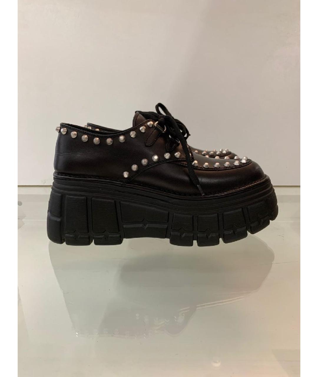 MIU MIU Черные кожаные брогги и оксфорды, фото 10