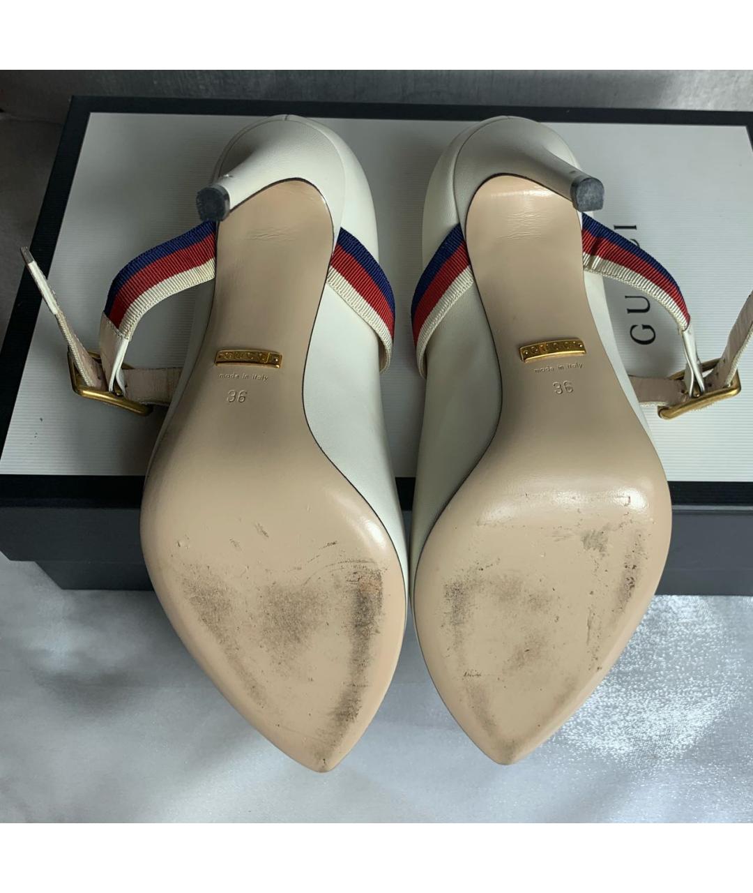 GUCCI Белые кожаные туфли, фото 5