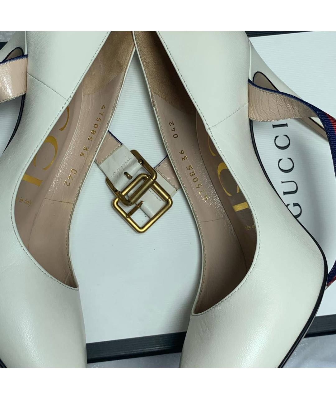 GUCCI Белые кожаные туфли, фото 7