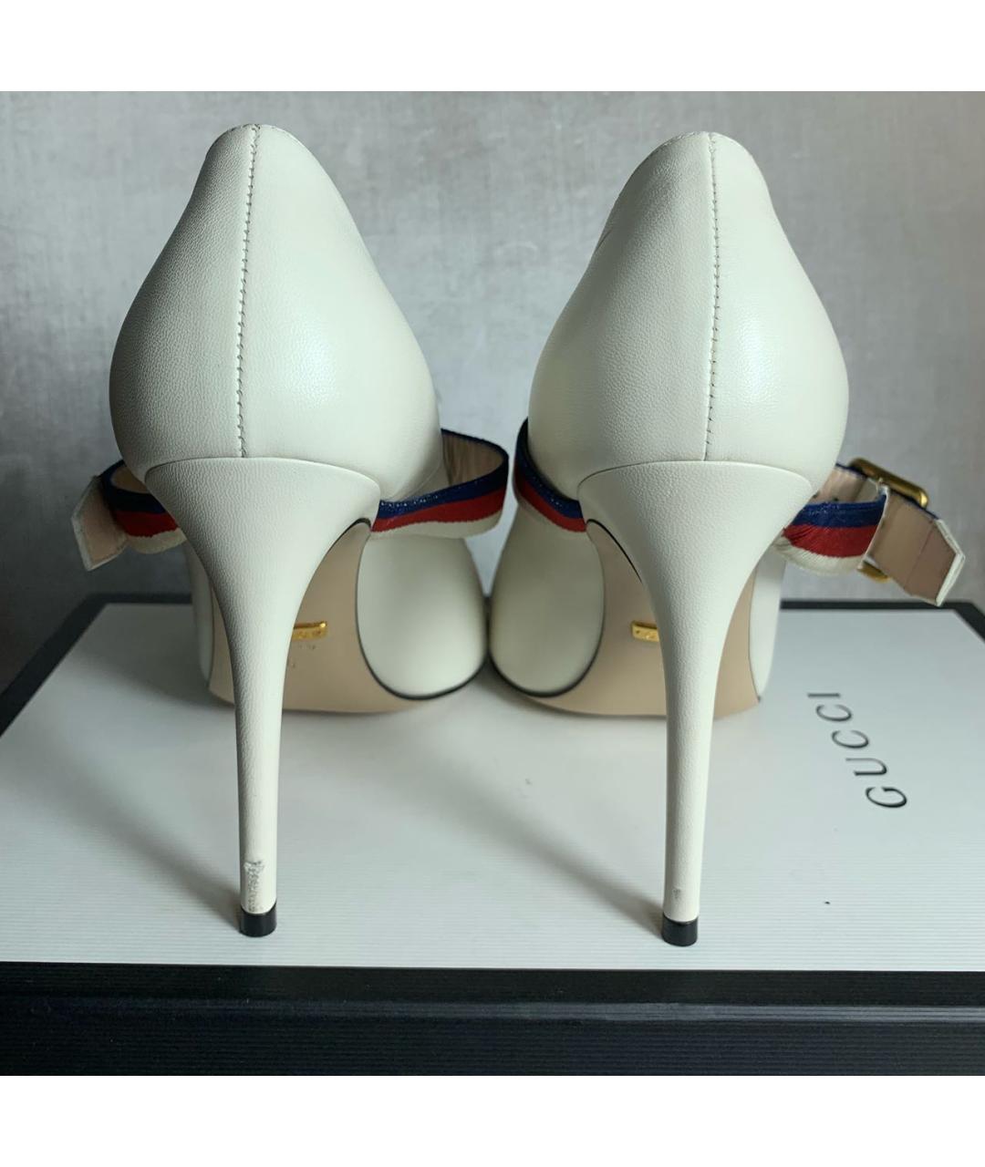 GUCCI Белые кожаные туфли, фото 4